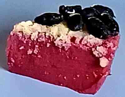 A piece of honeyberry yogurt cake
