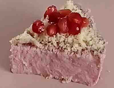 A piece of pomegranate yogurt cake